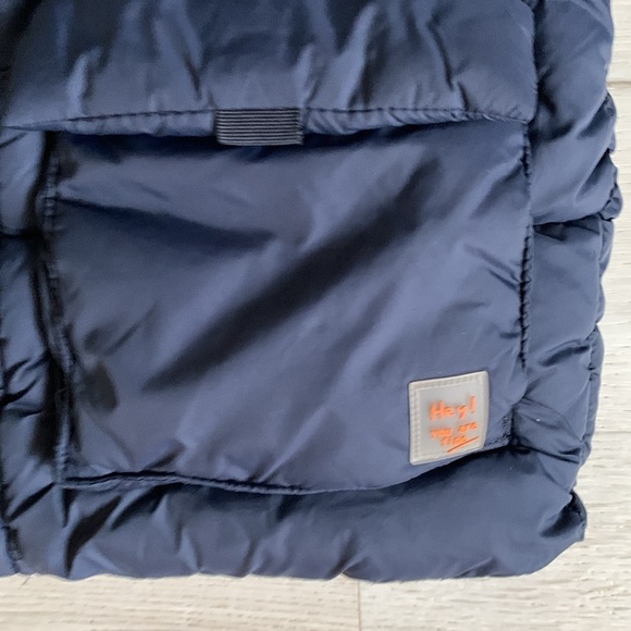 Zara boys puffer coat winter navy blue hooded pocket size 4/5Y - Picture 2 of 9